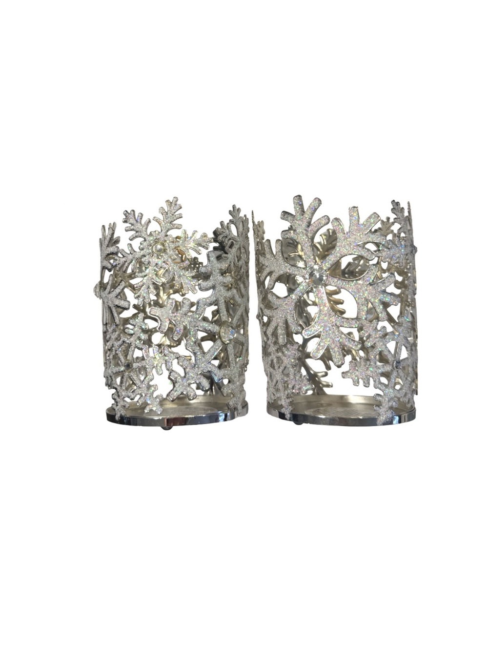2 Snowflake Candle Holders - Picture 2 of 3